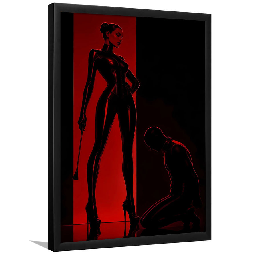 Bdsm Femdom Art Print, Red & Black Latex Art, Kinky Fetish Art Wall Decor, Framed Art Print, Fine Art Wall Decor