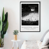 Bridgestone Arena Nashville Predators, Stadium Wall Art For Ice Hockey Lovers, B&W, Floating Framed Canvas Print