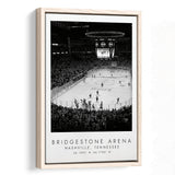Bridgestone Arena Nashville Predators, Stadium Wall Art For Ice Hockey Lovers, B&W, Floating Framed Canvas Print