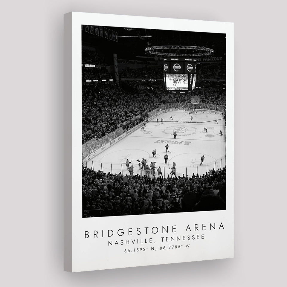 Bridgestone Arena Nashville Predators, Stadium Print For Ice Hockey Lovers, Black And White, Canvas Print Wall Art