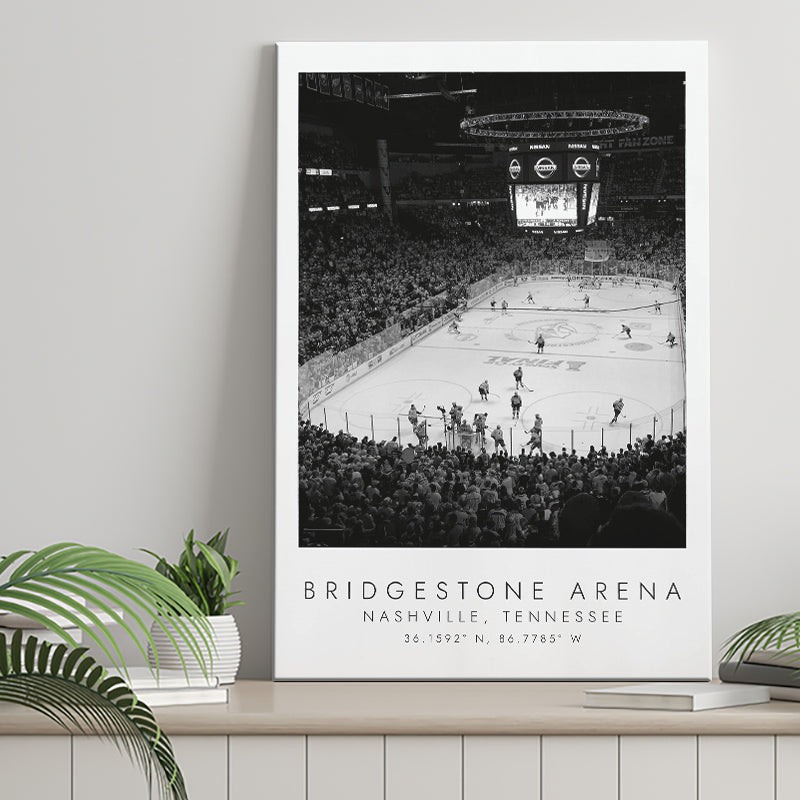 Bridgestone Arena Nashville Predators, Stadium Print For Ice Hockey Lovers, Black And White, Canvas Print Wall Art