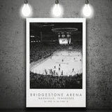 Bridgestone Arena Nashville Predators, Stadium Print For Ice Hockey Lovers, Black And White, Canvas Print Wall Art