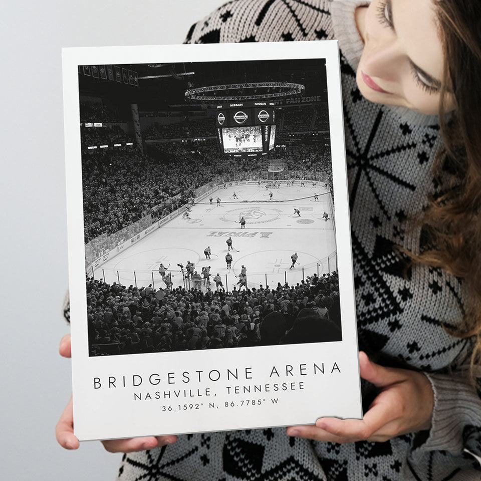 Bridgestone Arena Nashville Predators, Stadium Print For Ice Hockey Lovers, Black And White, Canvas Print Wall Art