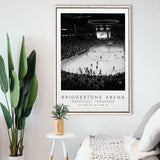 Bridgestone Arena Nashville Predators, Stadium Wall Art For Ice Hockey Lovers, B&W, Floating Framed Canvas Print
