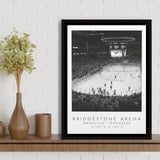Bridgestone Arena Nashville Predators, Stadium Wall Art For Ice Hockey Lovers, B&W, Floating Framed Canvas Print