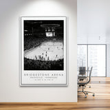 Bridgestone Arena Nashville Predators, Stadium Wall Art For Ice Hockey Lovers, B&W, Floating Framed Canvas Print