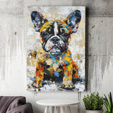 Baby Bulldog Portrait Painting Technique Of Panting V1, Canvas Painting, Canvas Prints Wall Art Decor