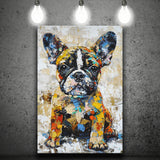 Baby Bulldog Portrait Painting Technique Of Panting V1, Canvas Painting, Canvas Prints Wall Art Decor
