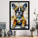 Baby Bulldog Portrait Painting Technique Of Panting V1, Framed Art Print Wall Decor, Framed Picture