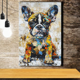 Baby Bulldog Portrait Painting Technique Of Panting V1, Canvas Painting, Canvas Prints Wall Art Decor