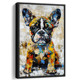 Baby Bulldog Portrait Painting Technique Of Panting V1, Framed Canvas Painting, Framed Canvas Prints Wall Art Decor