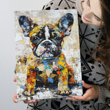 Baby Bulldog Portrait Painting Technique Of Panting V1, Canvas Painting, Canvas Prints Wall Art Decor