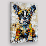 Baby Bulldog Portrait Painting Technique Of Panting V1, Canvas Painting, Canvas Prints Wall Art Decor
