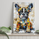 Baby Bulldog Portrait Painting Technique Of Panting V1, Canvas Painting, Canvas Prints Wall Art Decor