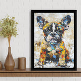 Baby Bulldog Portrait Painting Technique Of Panting V1, Framed Canvas Painting, Framed Canvas Prints Wall Art Decor