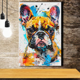Baby Bulldog Portrait Painting Technique Of Panting V2, Canvas Painting, Canvas Prints Wall Art Decor