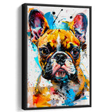 Baby Bulldog Portrait Painting Technique Of Panting V2, Framed Canvas Painting, Framed Canvas Prints Wall Art Decor
