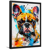 Baby Bulldog Portrait Painting Technique Of Panting V2, Framed Art Print Wall Decor, Framed Picture