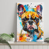 Baby Bulldog Portrait Painting Technique Of Panting V2, Canvas Painting, Canvas Prints Wall Art Decor