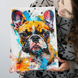 Baby Bulldog Portrait Painting Technique Of Panting V2, Canvas Painting, Canvas Prints Wall Art Decor