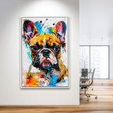 Baby Bulldog Portrait Painting Technique Of Panting V2, Framed Canvas Painting, Framed Canvas Prints Wall Art Decor