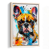 Baby Bulldog Portrait Painting Technique Of Panting V2, Framed Canvas Painting, Framed Canvas Prints Wall Art Decor