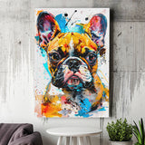Baby Bulldog Portrait Painting Technique Of Panting V2, Canvas Painting, Canvas Prints Wall Art Decor