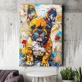 Baby Bulldog Portrait Painting Technique Of Panting V3, Canvas Painting, Canvas Prints Wall Art Decor