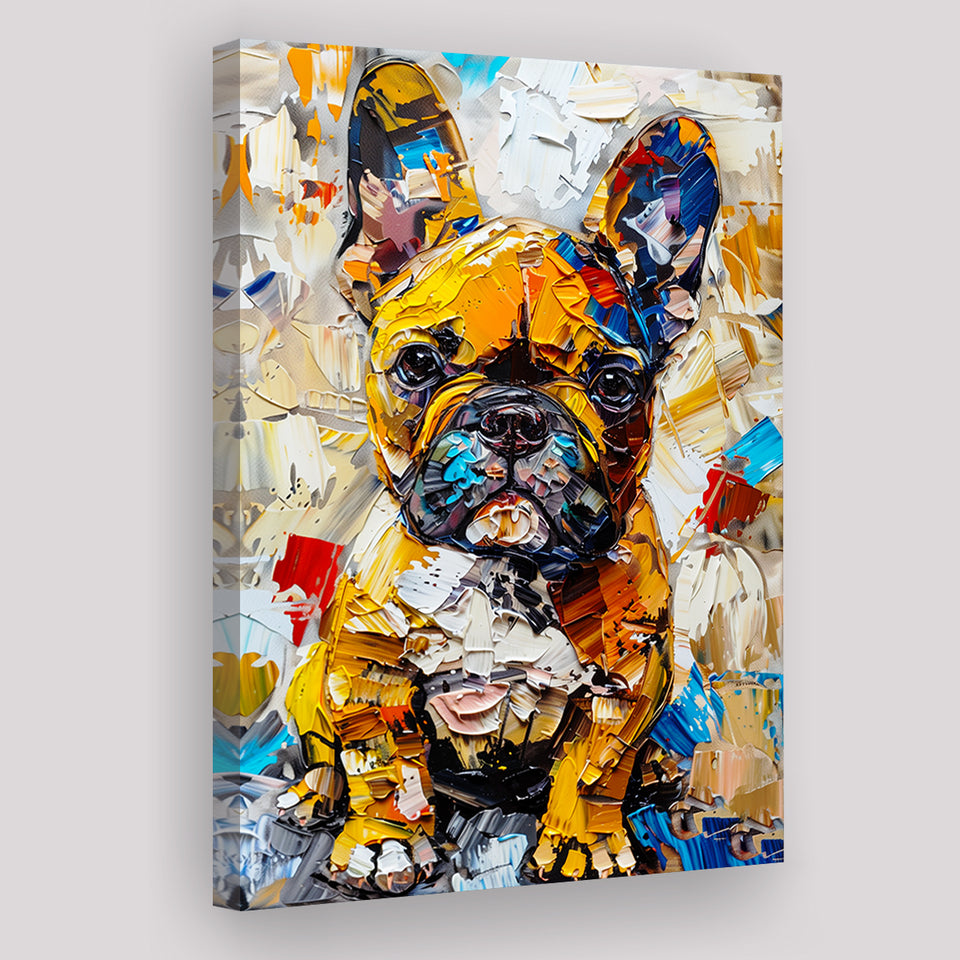 Baby Bulldog Portrait Painting Technique Of Panting V3, Canvas Painting, Canvas Prints Wall Art Decor