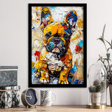 Baby Bulldog Portrait Painting Technique Of Panting V3, Framed Art Print Wall Decor, Framed Picture