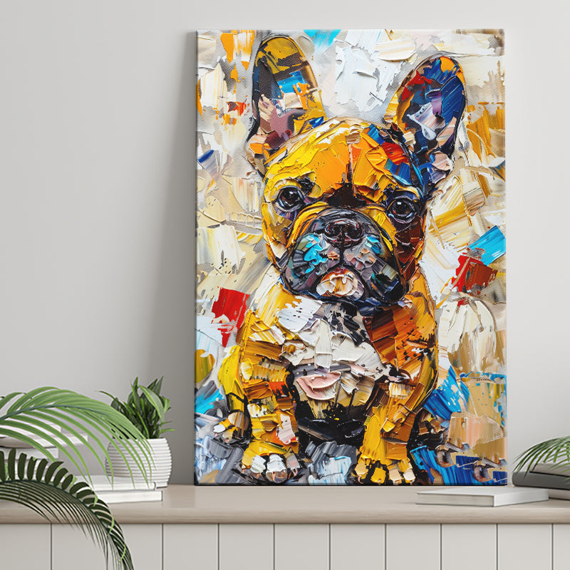 Baby Bulldog Portrait Painting Technique Of Panting V3, Canvas Painting, Canvas Prints Wall Art Decor