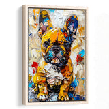 Baby Bulldog Portrait Painting Technique Of Panting V3, Framed Canvas Painting, Framed Canvas Prints Wall Art Decor