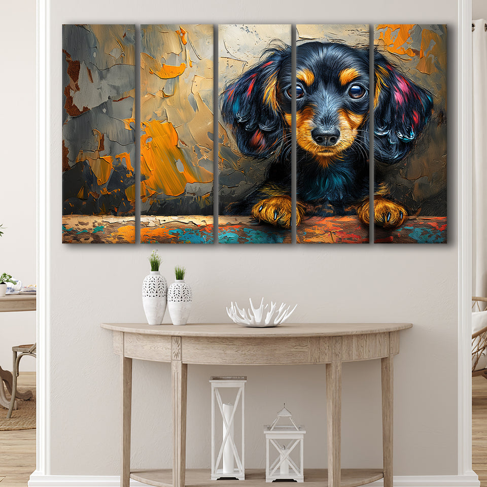 Baby Dachshund Dog Portrait Painting, Extra Large Canvas, Canvas Print Wall Art Decor