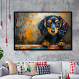 Baby Dachshund Dog Portrait Painting, Painting Art, Framed Art Print Wall Art Home Decor