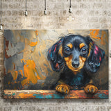 Baby Dachshund Dog Portrait Painting, Art Print, Canvas Print Wall Art Home Decor