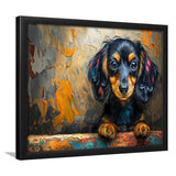 Baby Dachshund Dog Portrait Painting, Painting Art, Framed Art Print Wall Art Home Decor