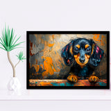 Baby Dachshund Dog Portrait Painting, Painting Art, Framed Art Print Wall Art Home Decor