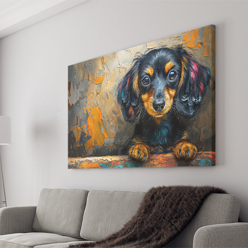 Baby Dachshund Dog Portrait Painting, Art Print, Canvas Print Wall Art Home Decor
