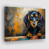 Baby Dachshund Dog Portrait Painting, Art Print, Canvas Print Wall Art Home Decor