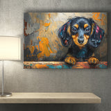 Baby Dachshund Dog Portrait Painting, Art Print, Canvas Print Wall Art Home Decor