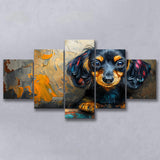 Baby Dachshund Dog Portrait Painting, Multi Panel,Mixed Canvas Print Wall Art Decor