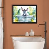 Baby Donkey In Bathtub Bathroom Print Watercolor, Bathroom Art Decor Framed Canvas Prints Wall Art,Floating Frame