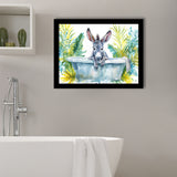 Baby Donkey In Bathtub Bathroom Print Watercolor, Bathroom Art Decor Framed Art PrintsWall Art, Animal Bathroom Art