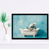 Baby Elephant In Bathtube Bathroom, Kids Art, Framed Art Print Wall Decor, Picture Framed Painting Art