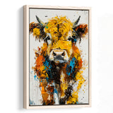 Baby Highland Cow Portrait Painting V1, Framed Canvas Painting, Framed Canvas Prints Wall Art Decor