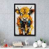 Baby Highland Cow Portrait Painting V1, Framed Canvas Painting, Framed Canvas Prints Wall Art Decor