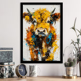 Baby Highland Cow Portrait Painting V1, Framed Art Print Wall Decor, Framed Picture
