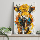 Baby Highland Cow Portrait Painting V1, Canvas Painting, Canvas Prints Wall Art Decor