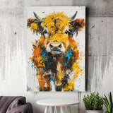 Baby Highland Cow Portrait Painting V1, Canvas Painting, Canvas Prints Wall Art Decor