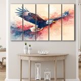 Bald Eagle Flying Water Color Painting Art, Extra Large Canvas, Canvas Print Wall Art Decor